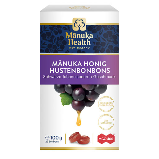 MANUKA HEALTH MGO 400+ Lutschbonb.schw.Johannisb.