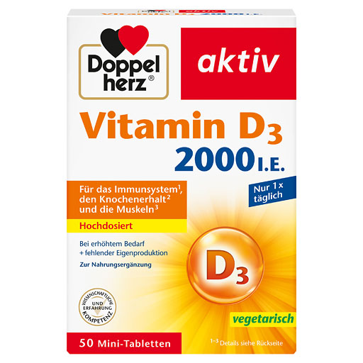 DOPPELHERZ Vitamin D3 2000 I.E. Tabletten