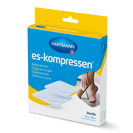 ES-KOMPRESSEN steril 10x10 cm 8fach 17f&auml;dig